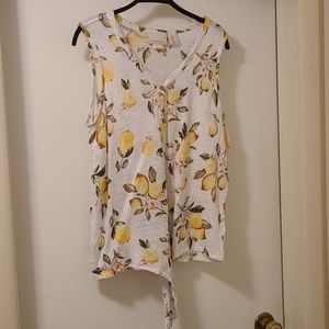 Button up thin tank top with belly tie